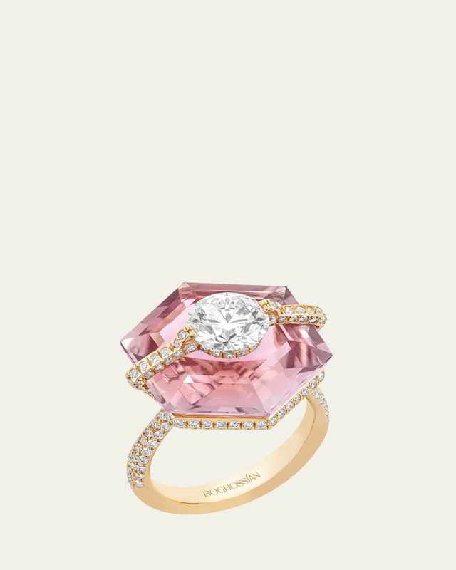 18K Rose Gold Pink Tourmaline Kissing Ring